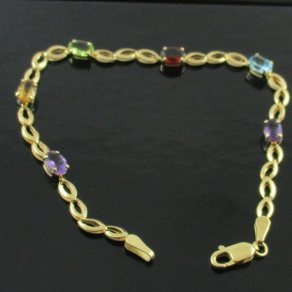 14K Yellow Gold 2.10 ct tw Multi-gemstone Bracelet - Picture 4 of 7
